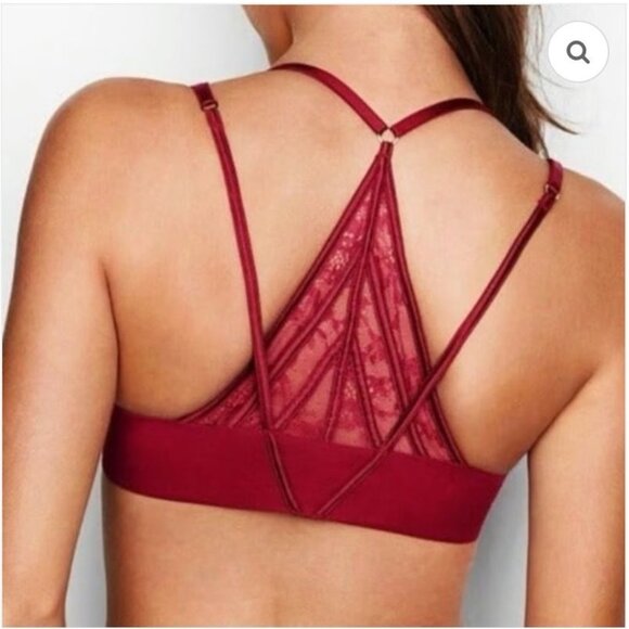 Victorias Secret 34B Very Sexy Push Up Bra Lace Floral Wine Red Gold Front Clasp - Picture 4 of 11